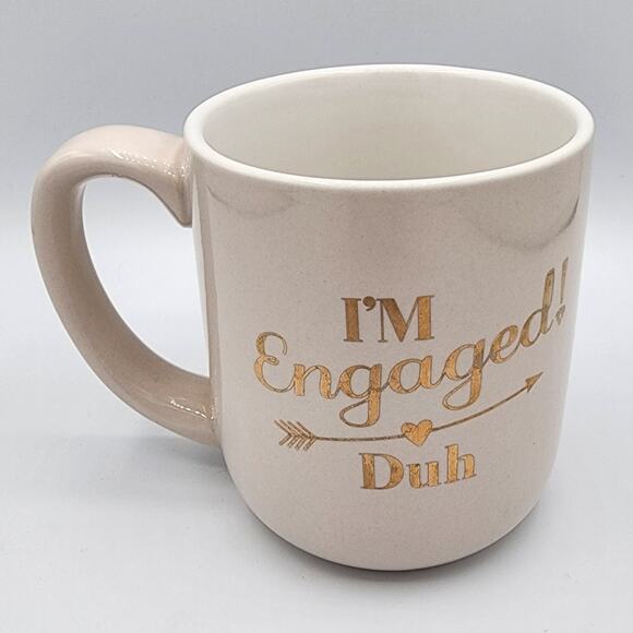 10 Strawberry Street I'm Engaged Duh Ring Light Pink Gold Ceramic Coffee Tea Mug - Picture 4 of 10